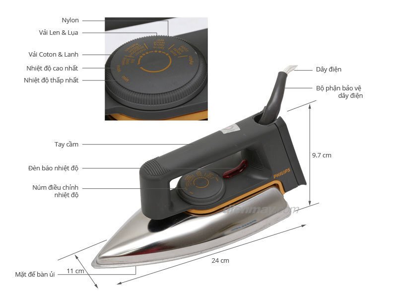 bàn ủi khô philips hd1172