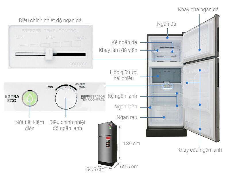 tủ lạnh sharp inverter 196 lít sj-x201e-sl