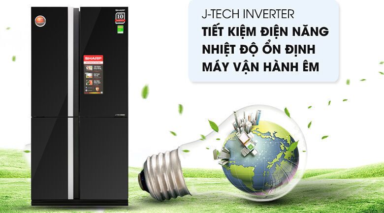 tủ lạnh sharp inverter 678 lít sj-fx688vg-bk