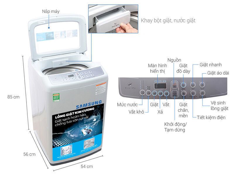 máy giặt samsung 7.2 kg wa72h4000sg/sv
