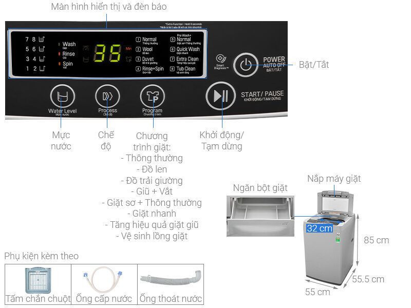 máy giặt lg inverter 8 kg t2108vspm2