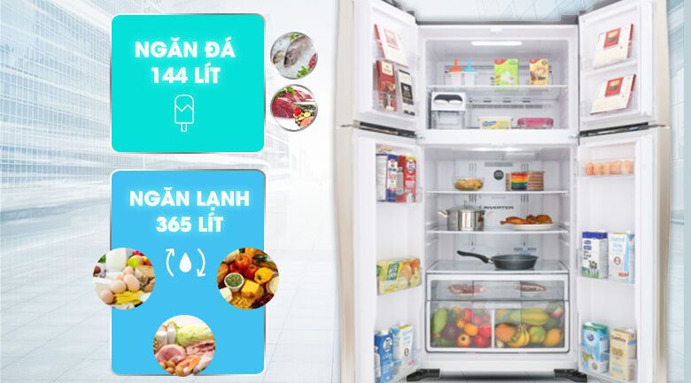tủ lạnh hitachi inverter 509 lít r-fw650pgv8 gbk