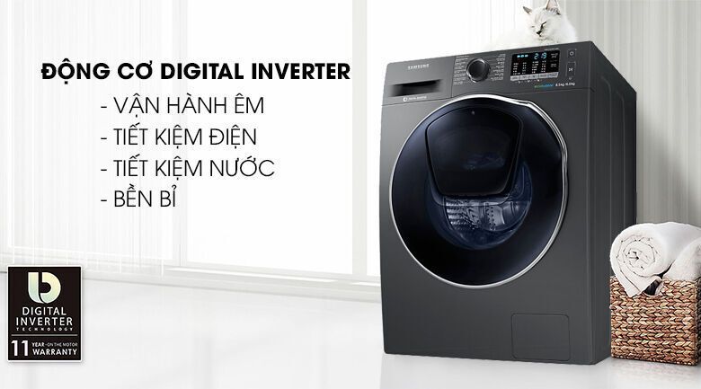 máy giặt sấy samsung addwash inverter 8.5 kg wd85k5410ox/sv
