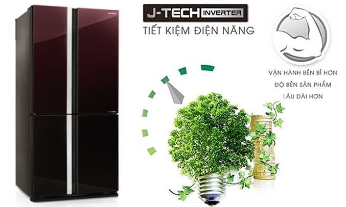 tủ lạnh sharp inverter 678 lít sj-fx688vg-rd