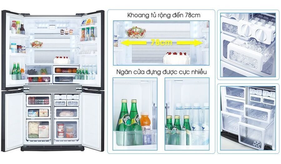 tủ lạnh sharp inverter 678 lít sj-fx688vg-rd