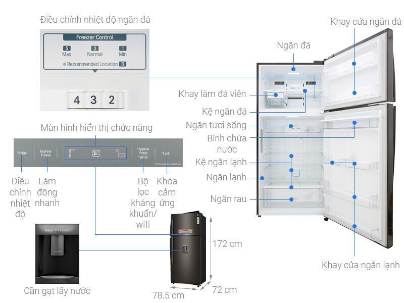 tủ lạnh lg inverter 478 lít gn-d602bl