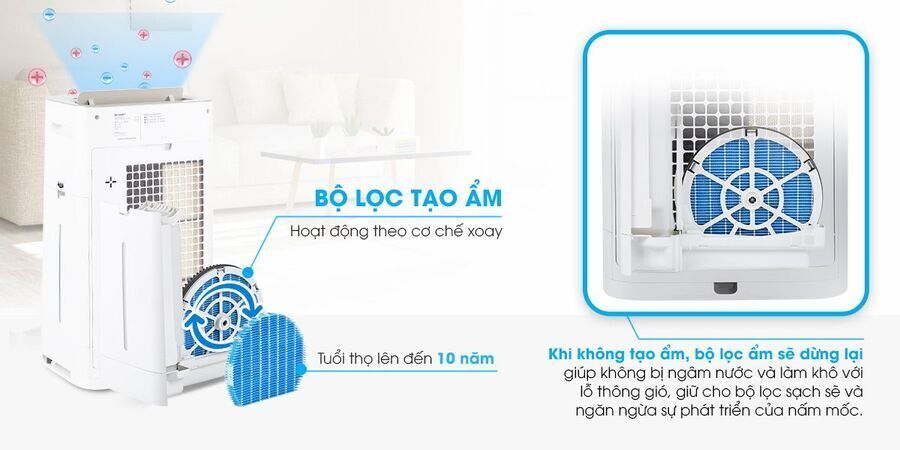 máy lọc không khí và tạo ẩm sharp kc-g40ev-w