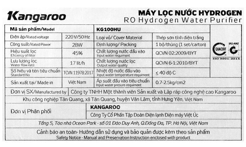 máy lọc nước ro kangaroo kg100hu 5 lõi