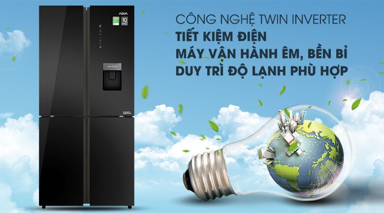 tủ lạnh aqua inverter 456 lít aqr-igw525em gb