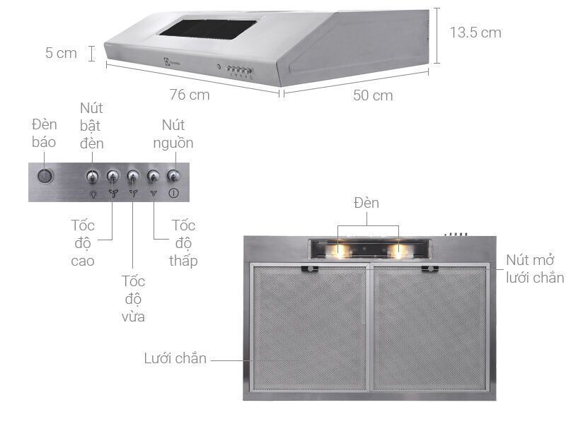 máy hút mùi electrolux eft7516x