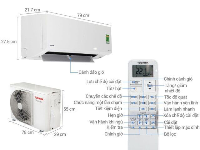 máy lạnh toshiba inverter 1.5hp gas r410 ras-13s3kcv-v