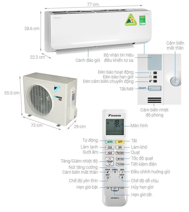 máy lạnh 2 chiều daikin inverter 1.5 hp fthf35ravmv