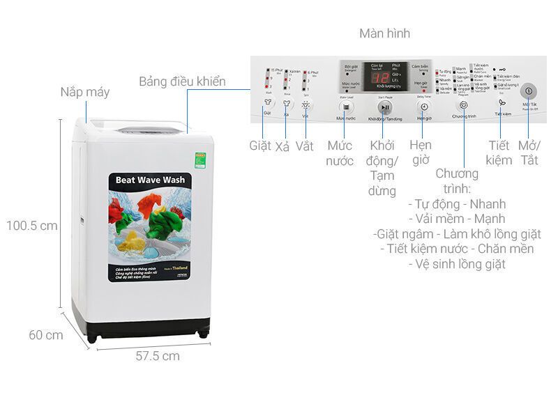 máy giặt hitachi sf-90xa 220-vt (wh) -hàng chính hãng