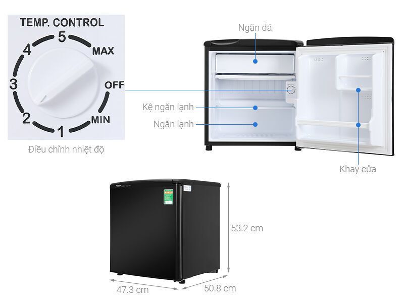 tủ lạnh aqua 50 lít aqr-d59fa bs