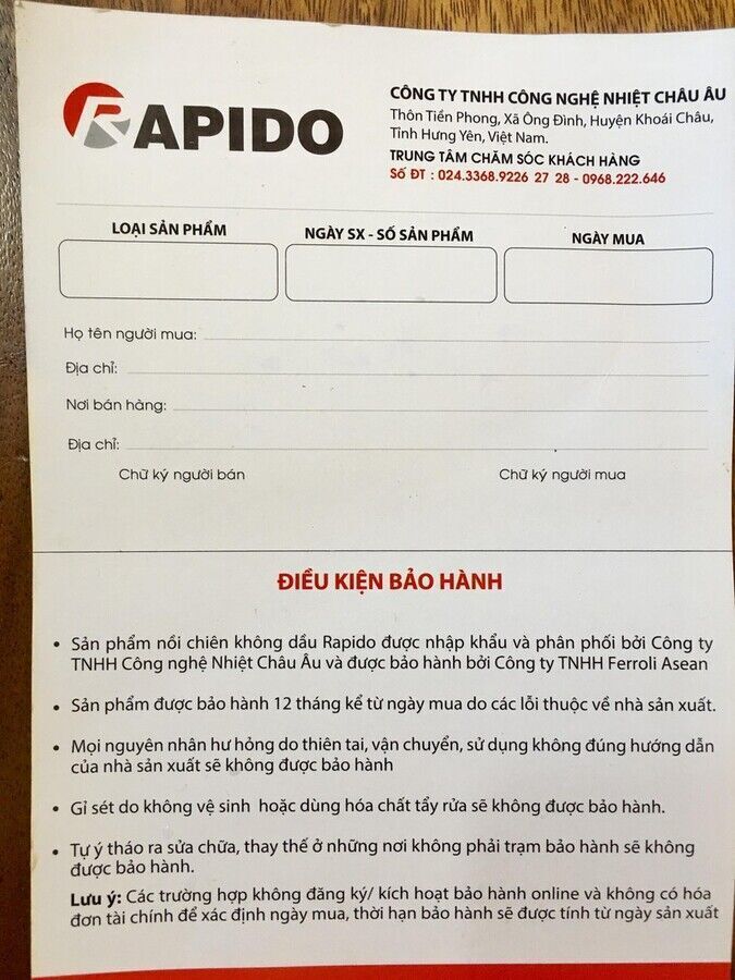 nồi chiên không dầu rapido raf6.5d (điều khiển điện tử) - raf6.5d