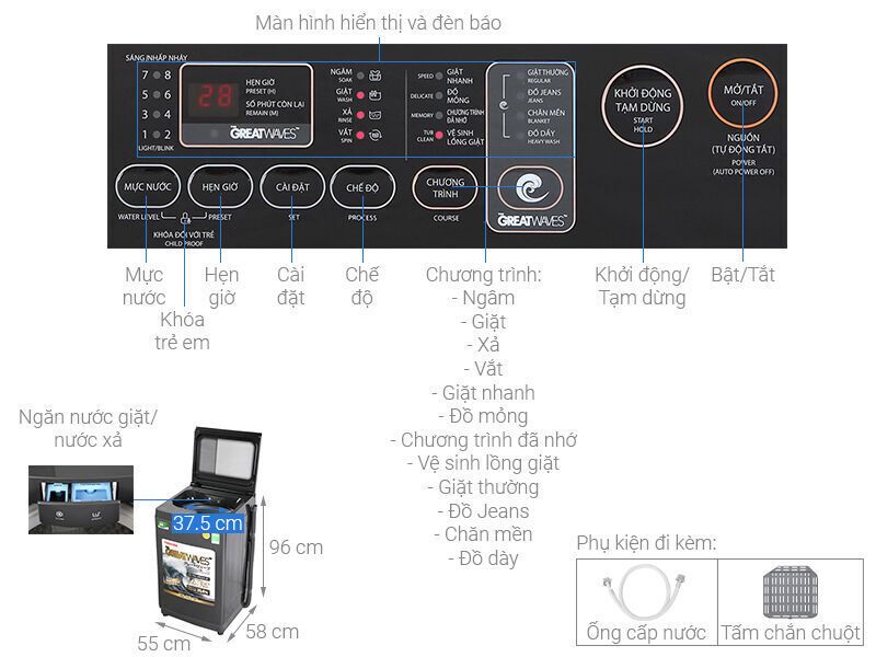 máy giặt toshiba inverter 9.0 kg aw-dk1000fv(kk)