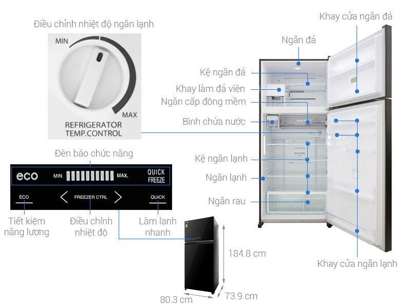 tủ lạnh toshiba inverter 608 lít gr-ag66va (xk)