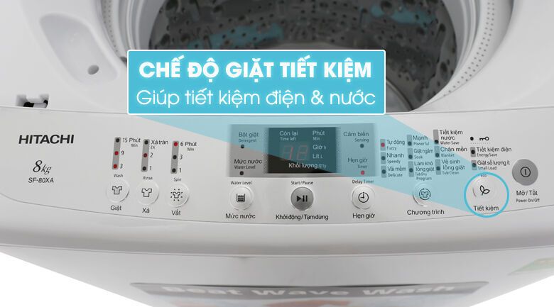 máy giặt hitachi 8kg sf-80xa 220-vt (wh) - hàng chính hãng