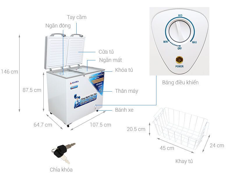 tủ đông alaska 350 lít bcd-3568c