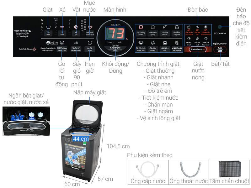 máy giặt panasonic inverter 10.5 kg na-fd10vr1bv