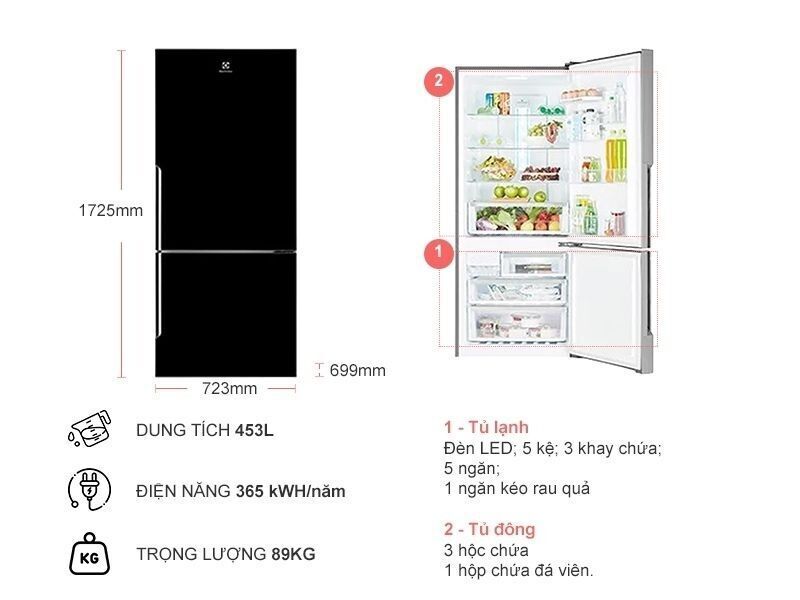 tủ lạnh electrolux inverter 421 lít ebe4500b-h