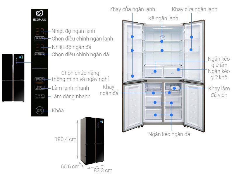 tủ lạnh aqua inverter 516 lít aqr-ig525am gb