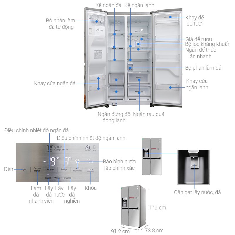 tủ lạnh lg inverter 601 lít gr-d247js