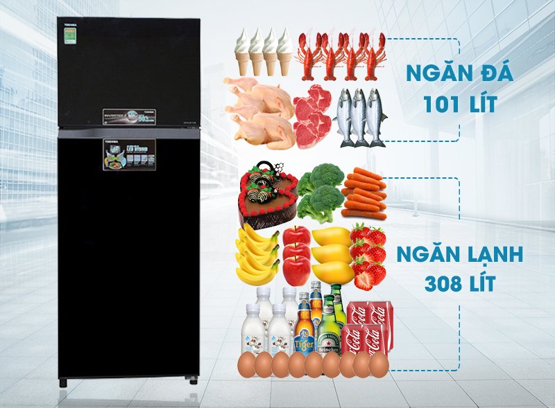 tủ lạnh toshiba 409 lít gr-tg46vpdz (xk1)