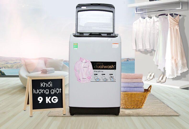 máy giặt samsung 9 kg wa90j5710sg/sv