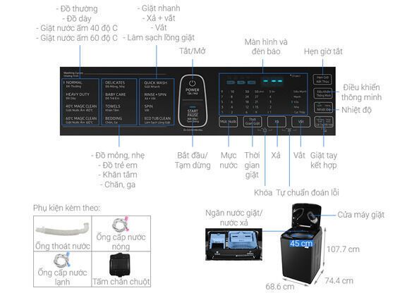 máy giặt samsung inverter 22kg wa22r8870gv/sv