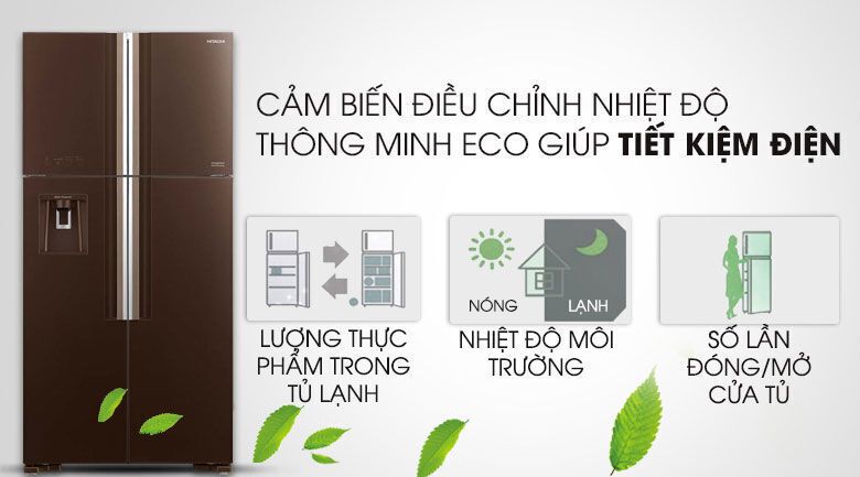 tủ lạnh hitachi inverter 540 lít r-fw690pgv7 gbw