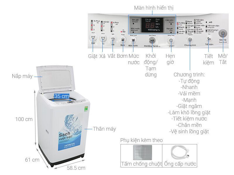 máy giặt hitachi 9.5 kg sf-s95xc