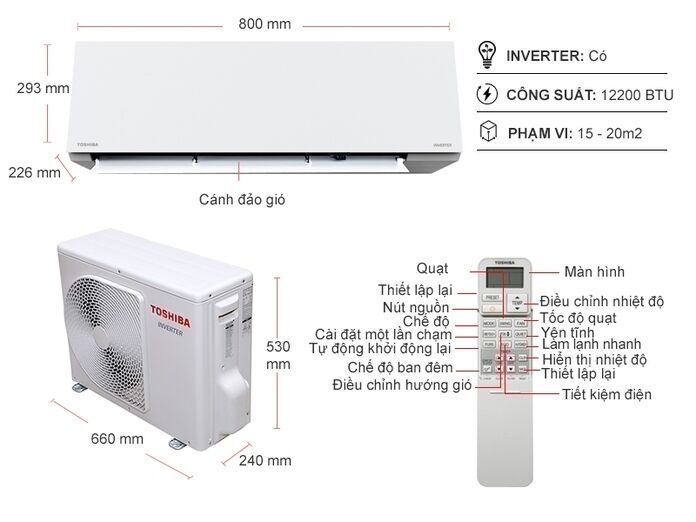 máy lạnh toshiba inverter 1.5 hp ras-h13e2kcvg-v