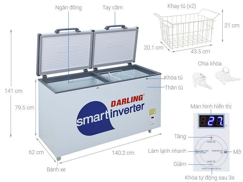 tủ đông darling inverter 360 lít dmf-4799 asi