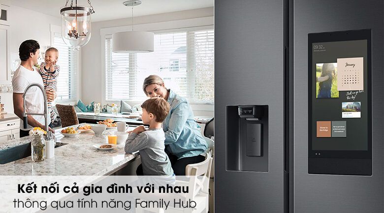 tủ lạnh family hub samsung inverter 616 lít rs64t5f01b4/sv