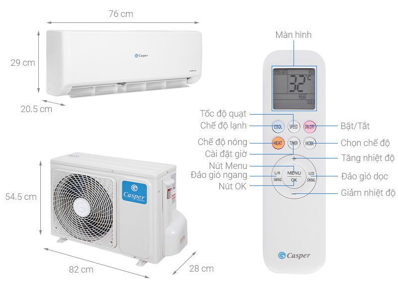 máy lạnh casper inverter 1 hp gc-09is32