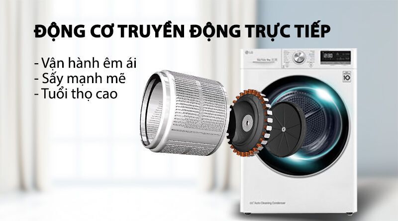 máy sấy bơm nhiệt lg 9 kg dvhp09w