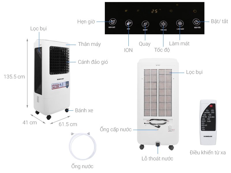 quạt điều hòa sunhouse shd 7768w