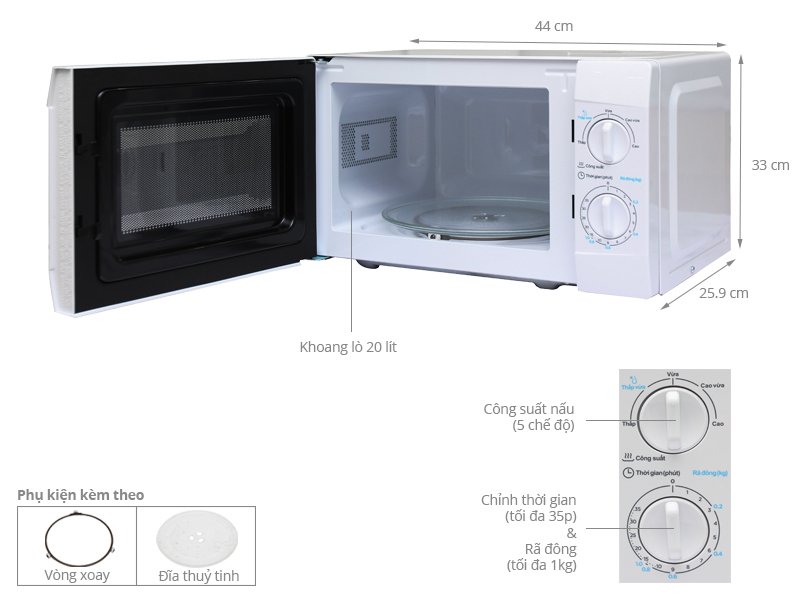 lò vi sóng midea mmo-20ke1 20 lít