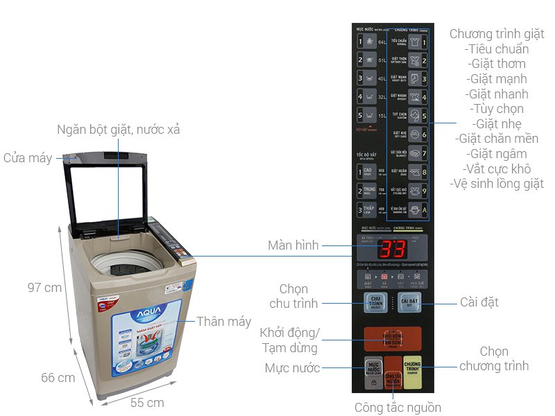máy giặt aqua inverter 9 kg aqw-dw90at