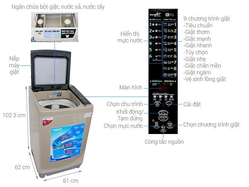 máy giặt aqua 10.5 kg aqw-fw105at n