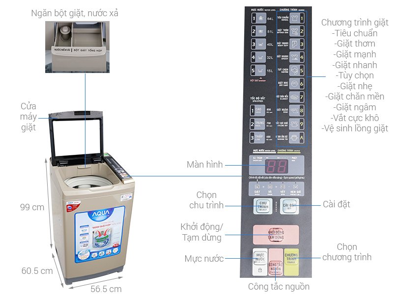 máy giặt aqua inverter 9 kg aqw-d90at