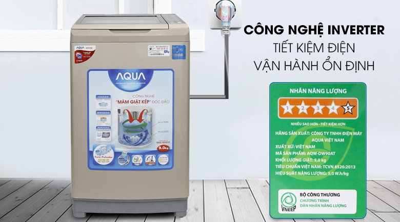 máy giặt aqua inverter 9 kg aqw-dw90at