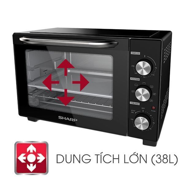 lò nướng kép sharp 38lít eo-b38rcv-bk