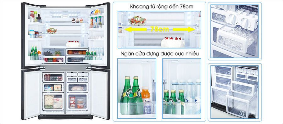 tủ lạnh sharp inverter 626 lít sj-fx631v-sl
