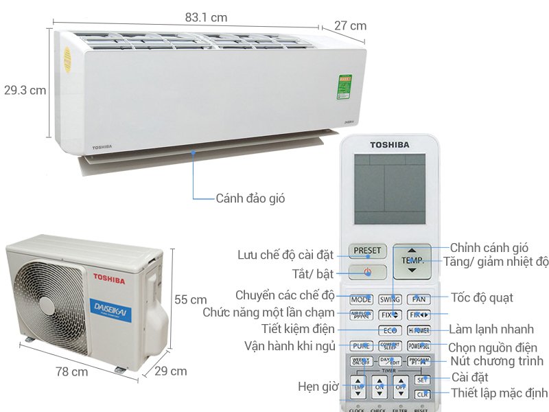 máy lạnh toshiba inverter ras-h13g2kcvp-v 1.5 hp