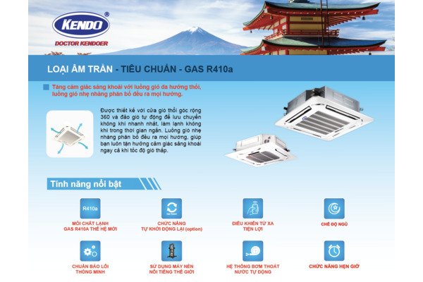 MÁY LẠNH ÂM TRẦN 2.0 HP KENDO KDC-C018/KGO-C018 (18000 BTU) (2022)