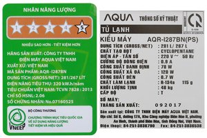 Tủ lạnh AQUA Inverter 281 lít AQR-I287BN