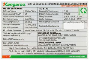 Máy lọc nước RO nóng lạnh Kangaroo KG61A3 5 lõi