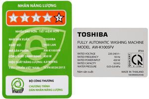 Máy giặt Toshiba 9 kg AW-K1005FV(SG) màu xám
